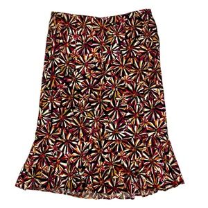 Sag Harbor Vintage Floral Midi Skirt Women XL Multicolor Ruffle Hem Cottagecore